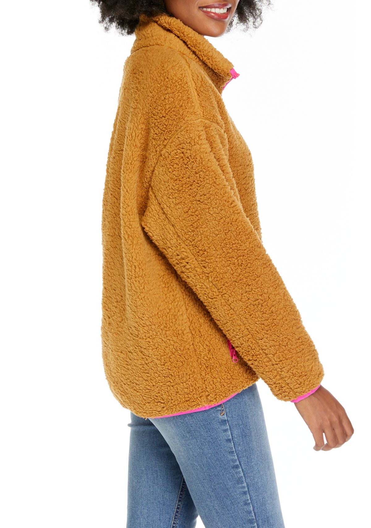 Womens Long Sleeve Half Zip Sherpa Pullover