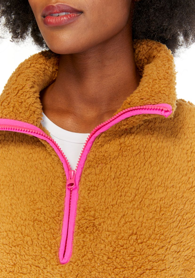 Womens Long Sleeve Half Zip Sherpa Pullover