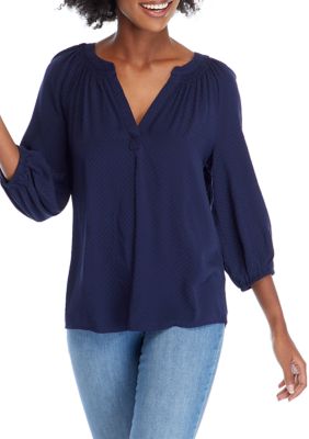 metallic peasant sleeve wrap top