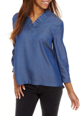 Crown & Ivy™ Women's Ruffle Y-Neck Blouse | belk