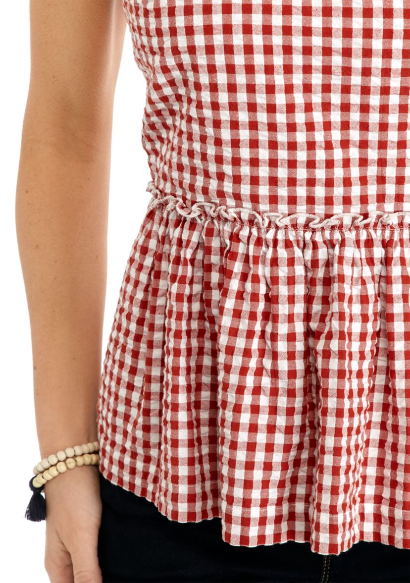 Womens One Shoulder Yarn Dye Top