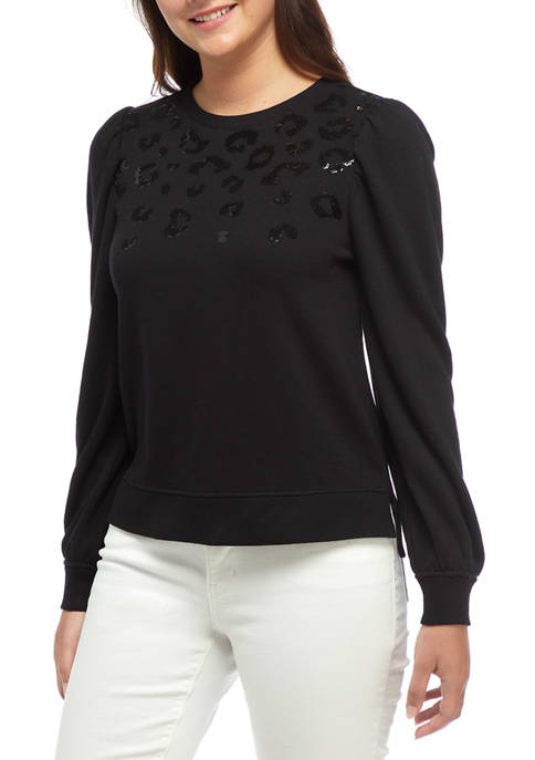 Crown & Ivy™ Womens Long Puff Sleeve Sweatshirt