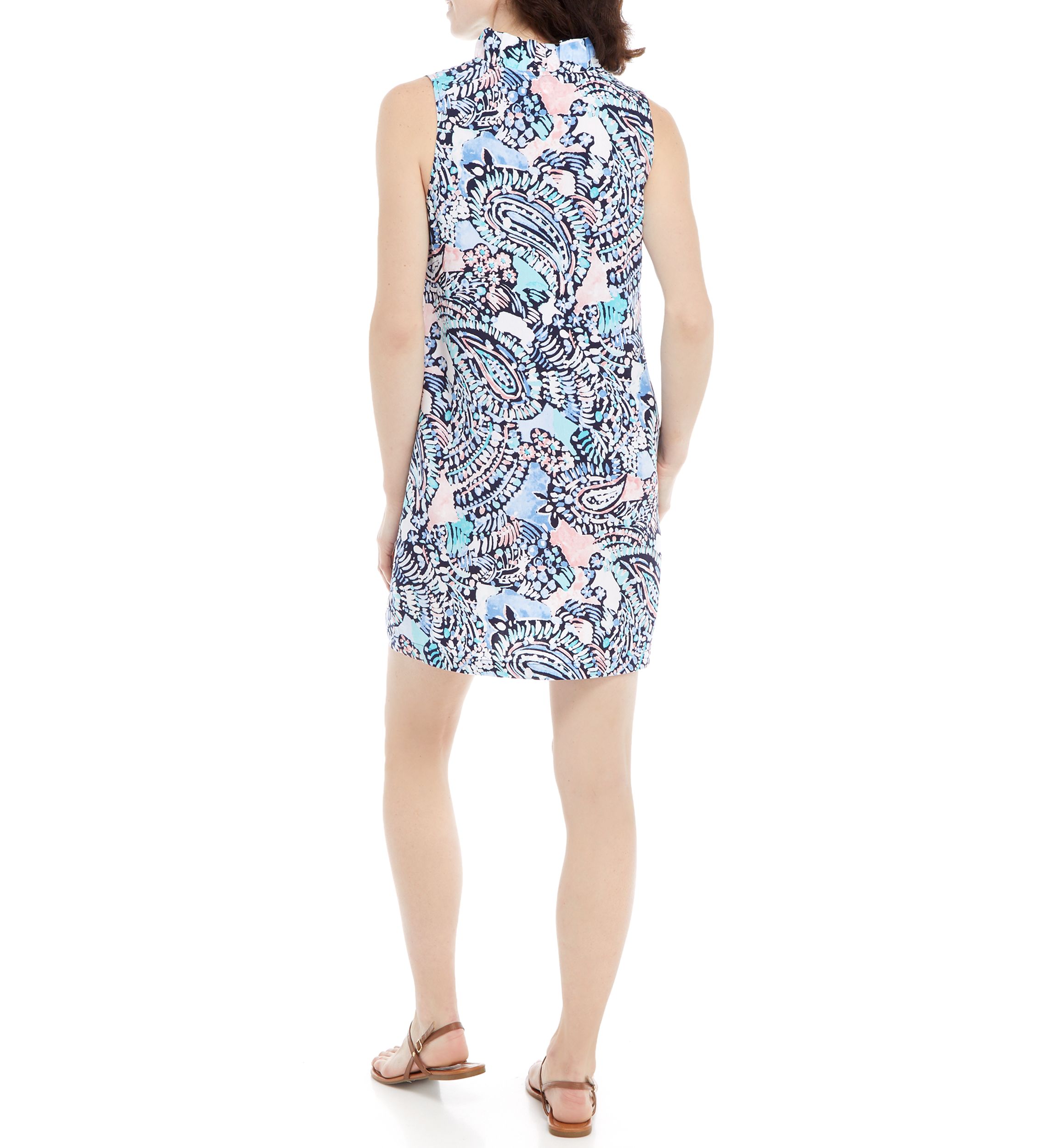 Womens Sleeveless Ruffle Neck Dress