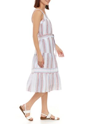 Women's Yarn Dyed Tiered Midi Dress