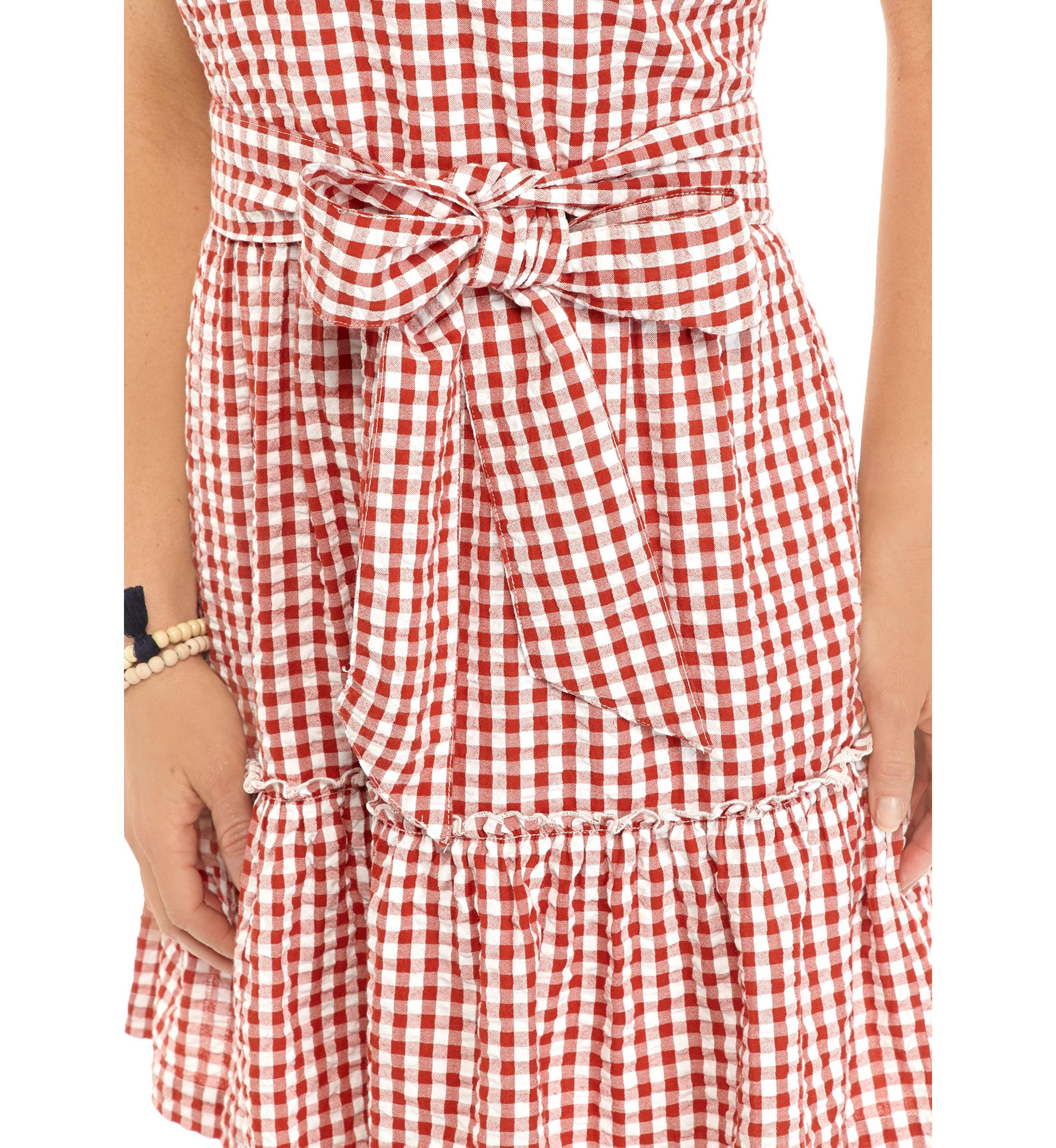 Womens One Shoulder Yarn Dyed Dress