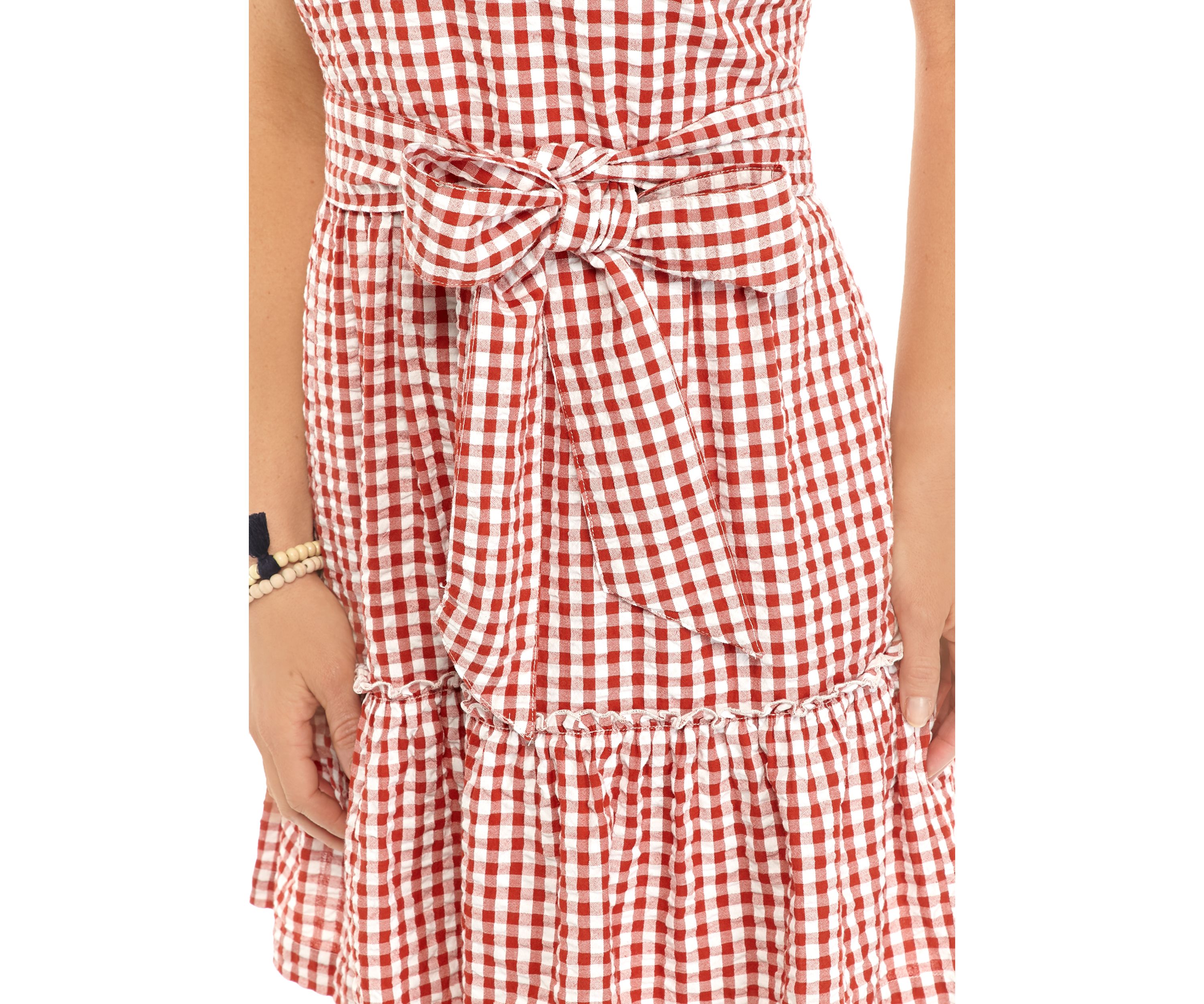 Womens One Shoulder Yarn Dyed Dress