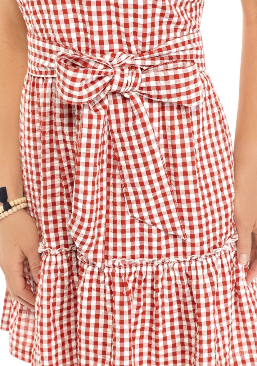 Womens One Shoulder Yarn Dyed Dress