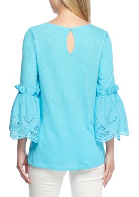 Knit-to-Woven Bell Sleeve Top