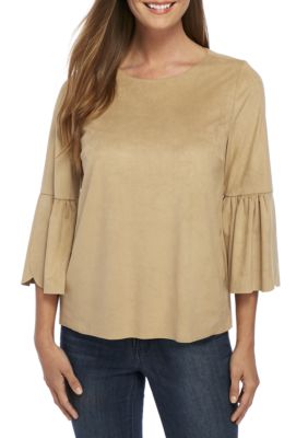 Spring Marble Tulip-Sleeve Collar Top (blue)