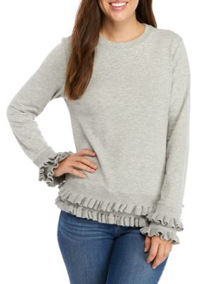 Crown & Ivy™ Women's Long Sleeve Ruffle Sweatshirt | belk