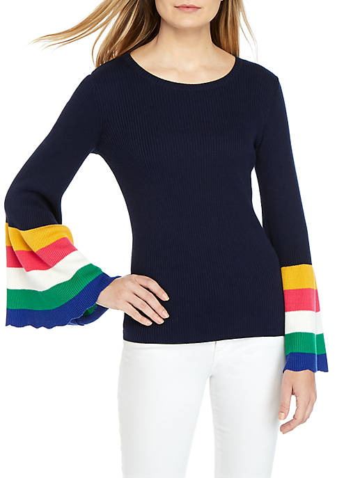 Crown & Ivy™ Long Color Block Flare Sleeve Sweater | belk