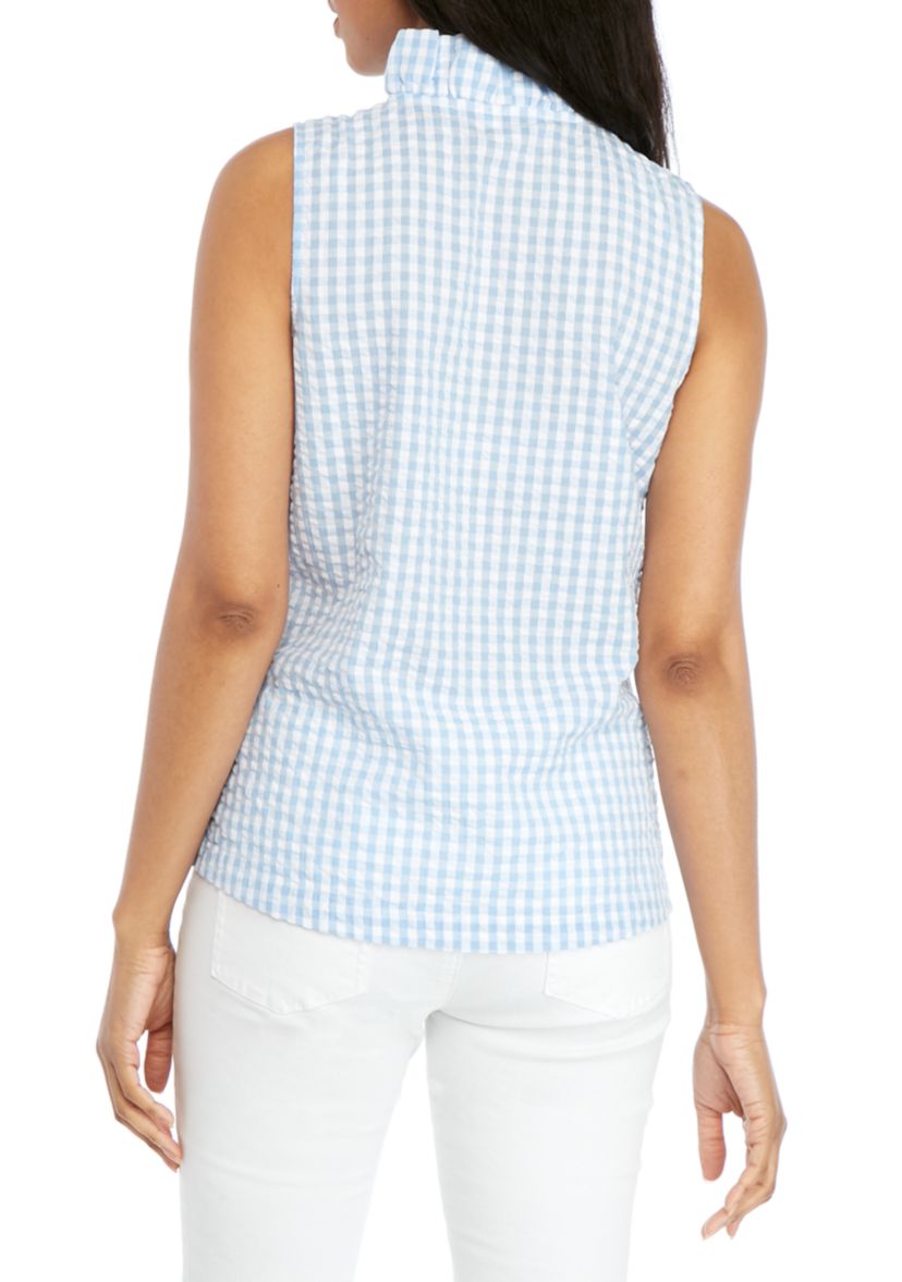 Sleeveless Ruffle Neck Tank