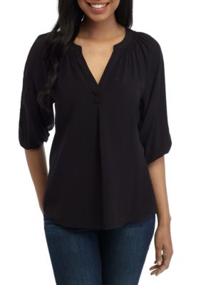  Star Vixen womens 3/4 Sleeve Peasant Top With Keyhole