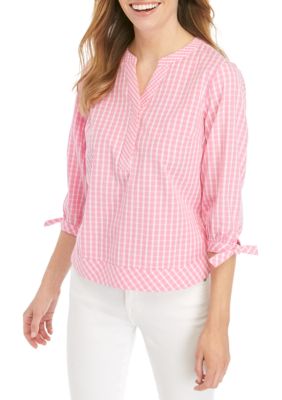 Crown & Ivy™ 3/4 Sleeve Gingham Top | belk