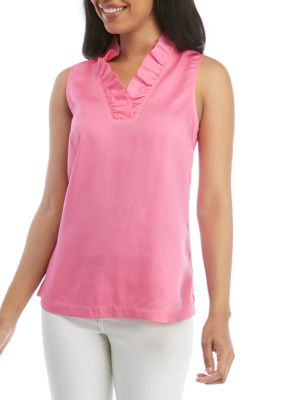 Crown & Ivy™ Sleeveless Ruffle Neck Top | belk