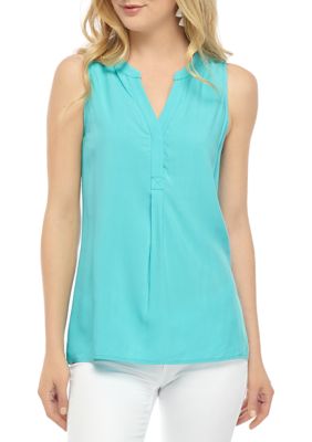 Crown & Ivy™ Women's Sleeveless Y Neck Solid Peasant Top | belk