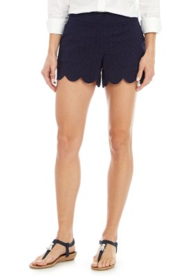 Crown & Ivy™ Petite Shelby Scalloped Hem Shorts | belk