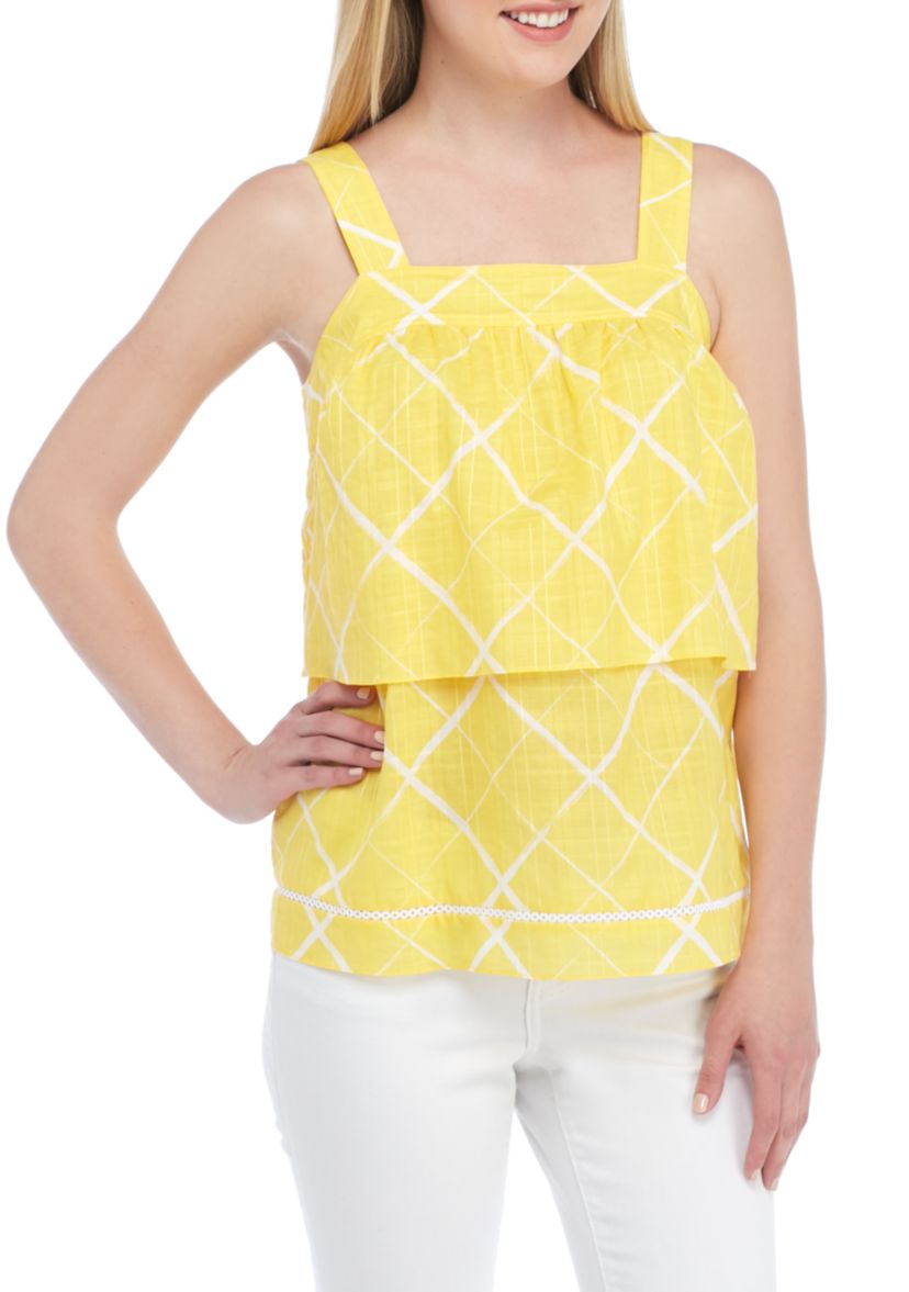 Petite Short Sleeve Front Tiered Top