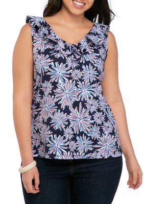 Crown & Ivy™ Plus Size Sleeveless Ruffle V-Neck Top | belk