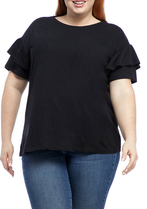 Crown & Ivy™ Plus Size Double Ruffle Sleeve