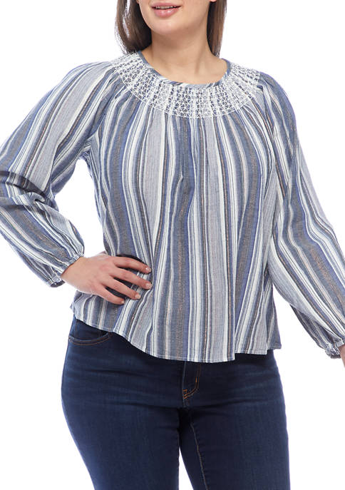 Crown & Ivy™ Plus Size Blouson Sleeve Striped