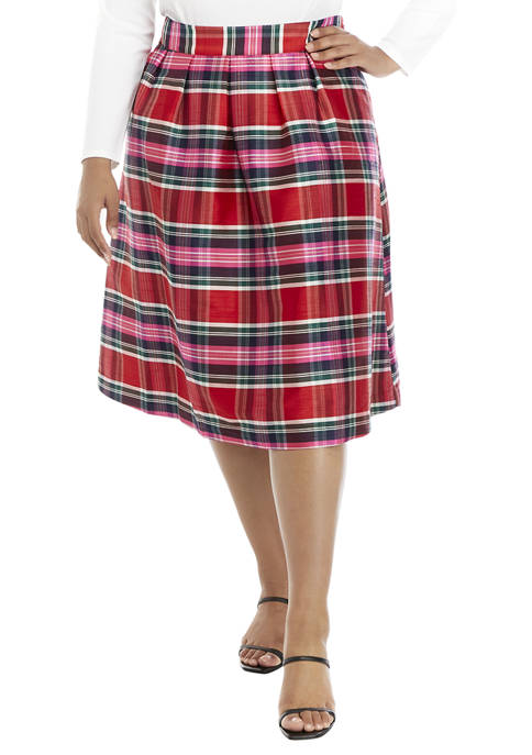 Crown & Ivy™ Plus Size Plaid Midi Skirt