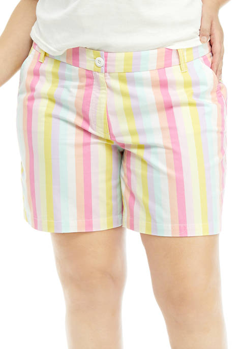 Plus Size Striped 7 Inch Shorts