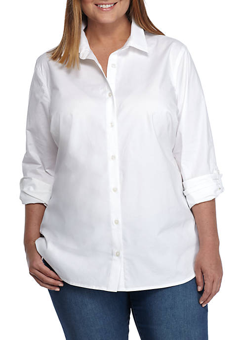 Crown & Ivy™ Plus Size Solid Woven Shirt | belk