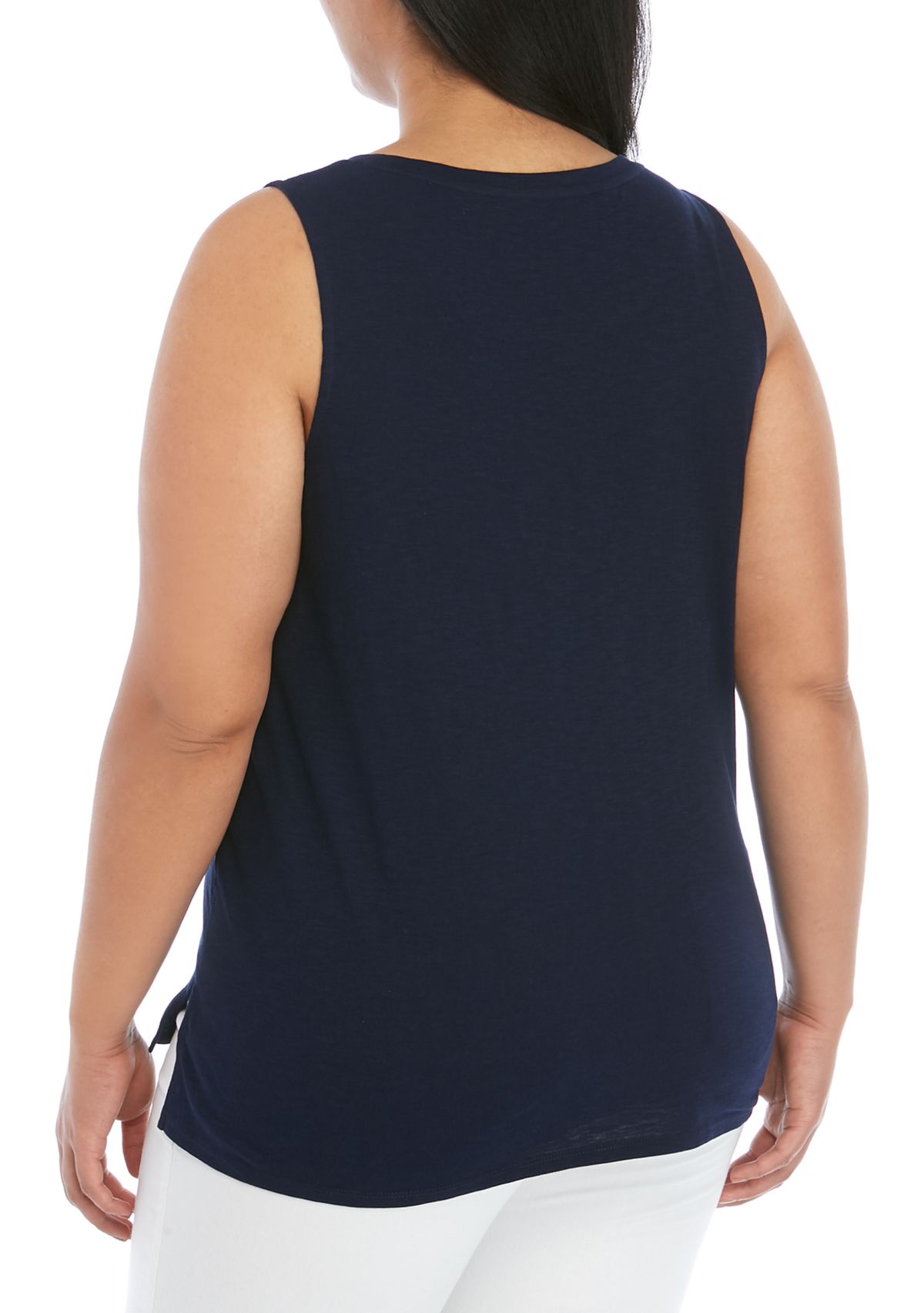 Plus Size Crew Neck Solid Tank