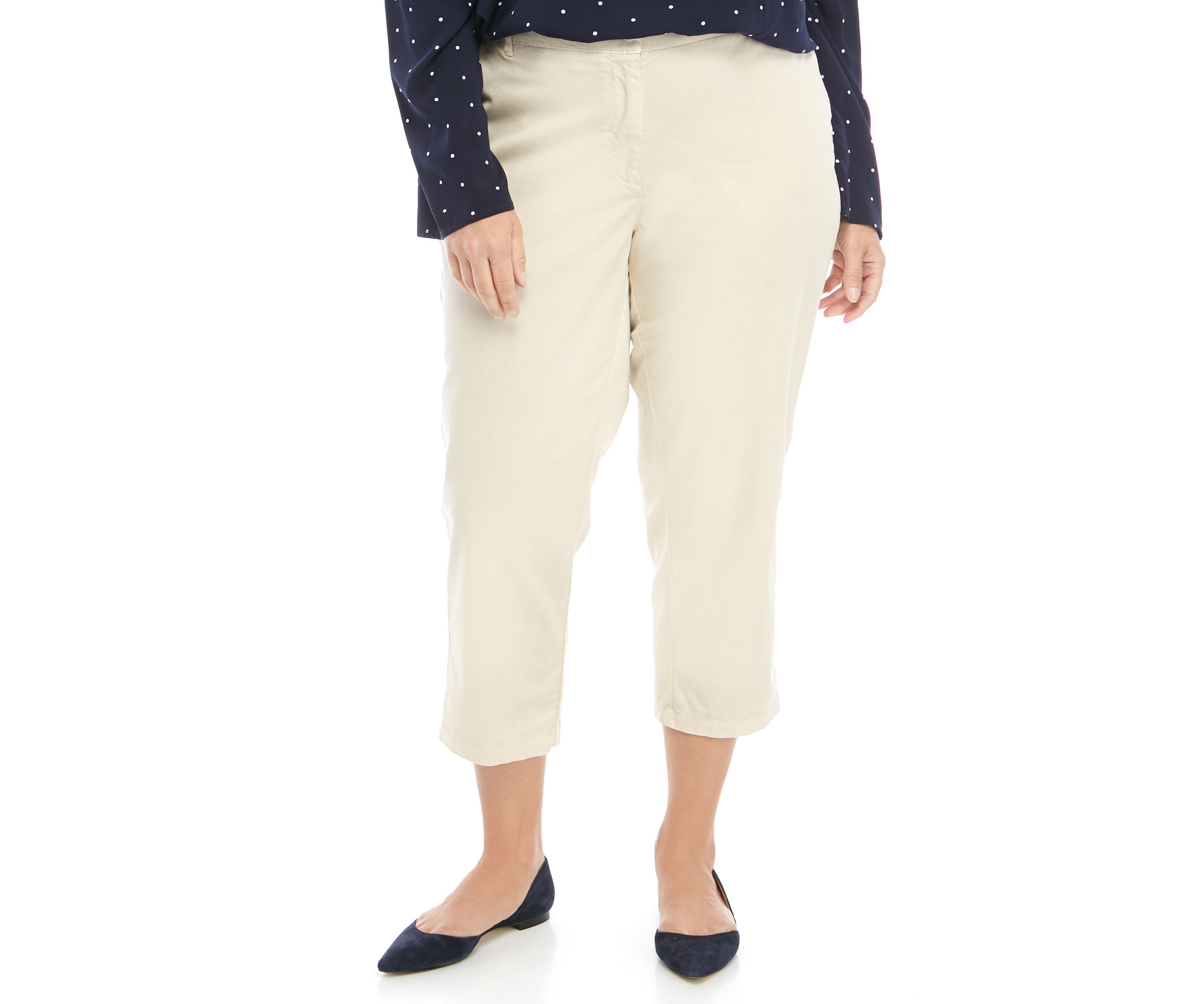Plus Size Rolled Crop Chino Pants