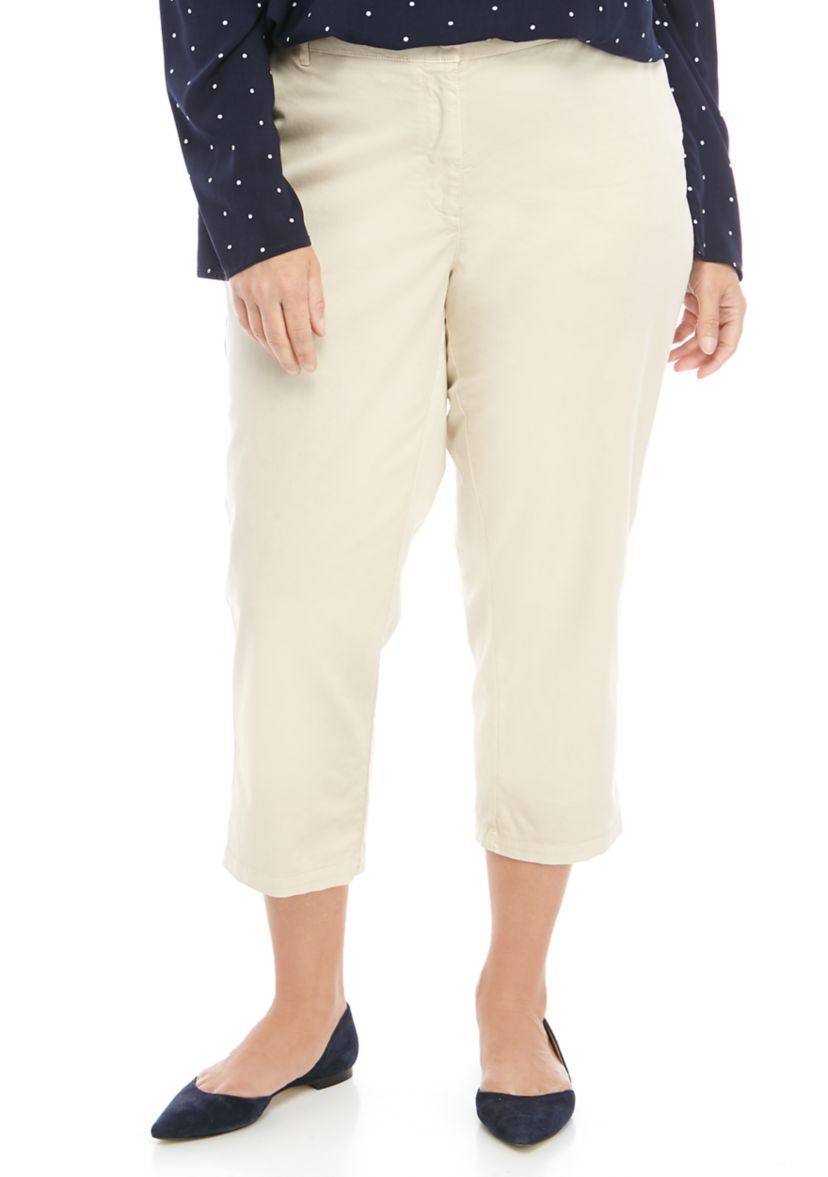 Plus Size Rolled Crop Chino Pants