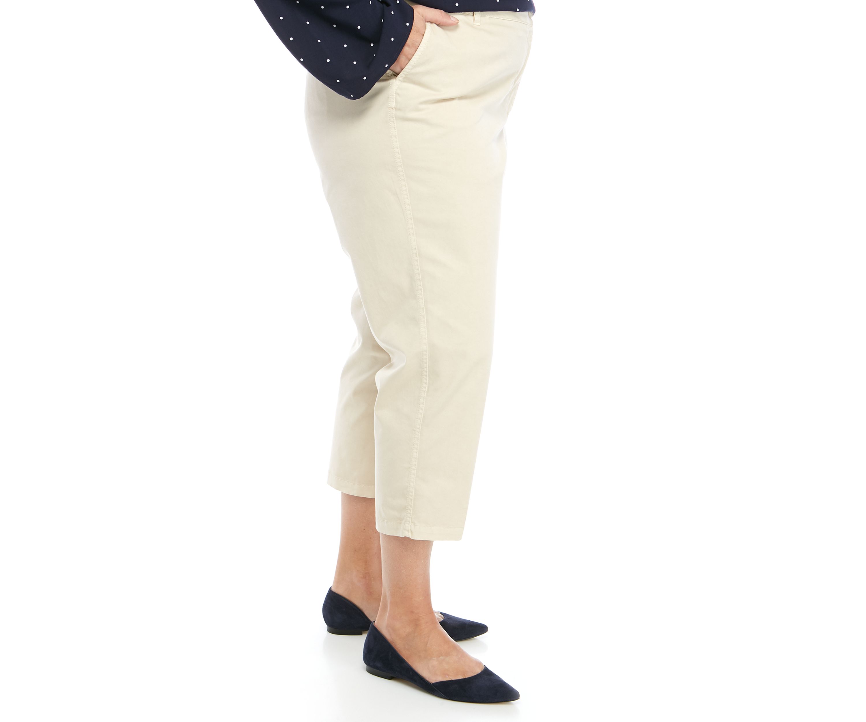 Plus Size Rolled Crop Chino Pants