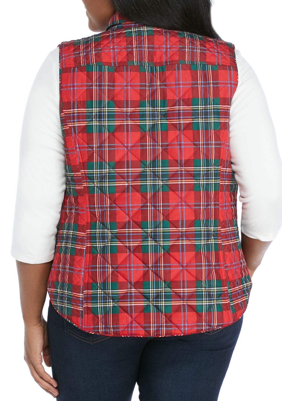 Plus Size Printed Quilt Vest