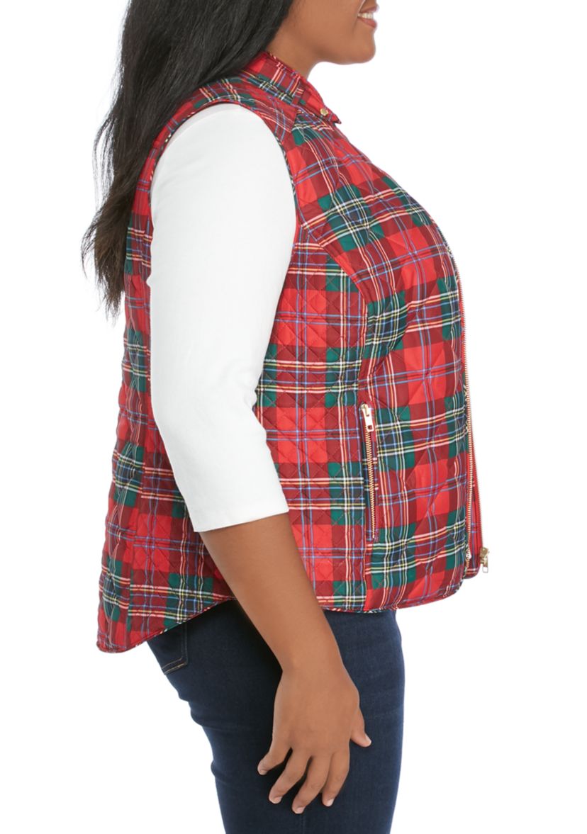 Plus Size Printed Quilt Vest