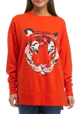 DT Tiger Queen 3D embossed Sweatshirt in Black