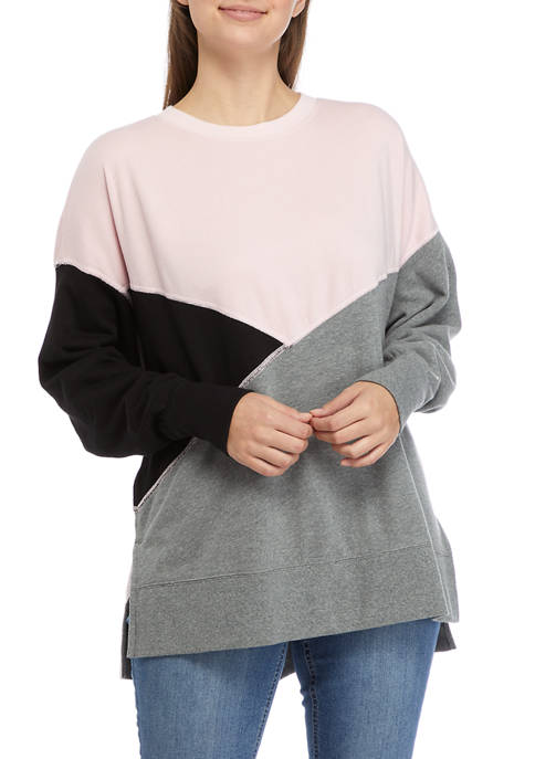 Womens Long Sleeve Color Block Sweater 