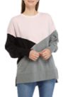 Womens Long Sleeve Color Block Sweater 
