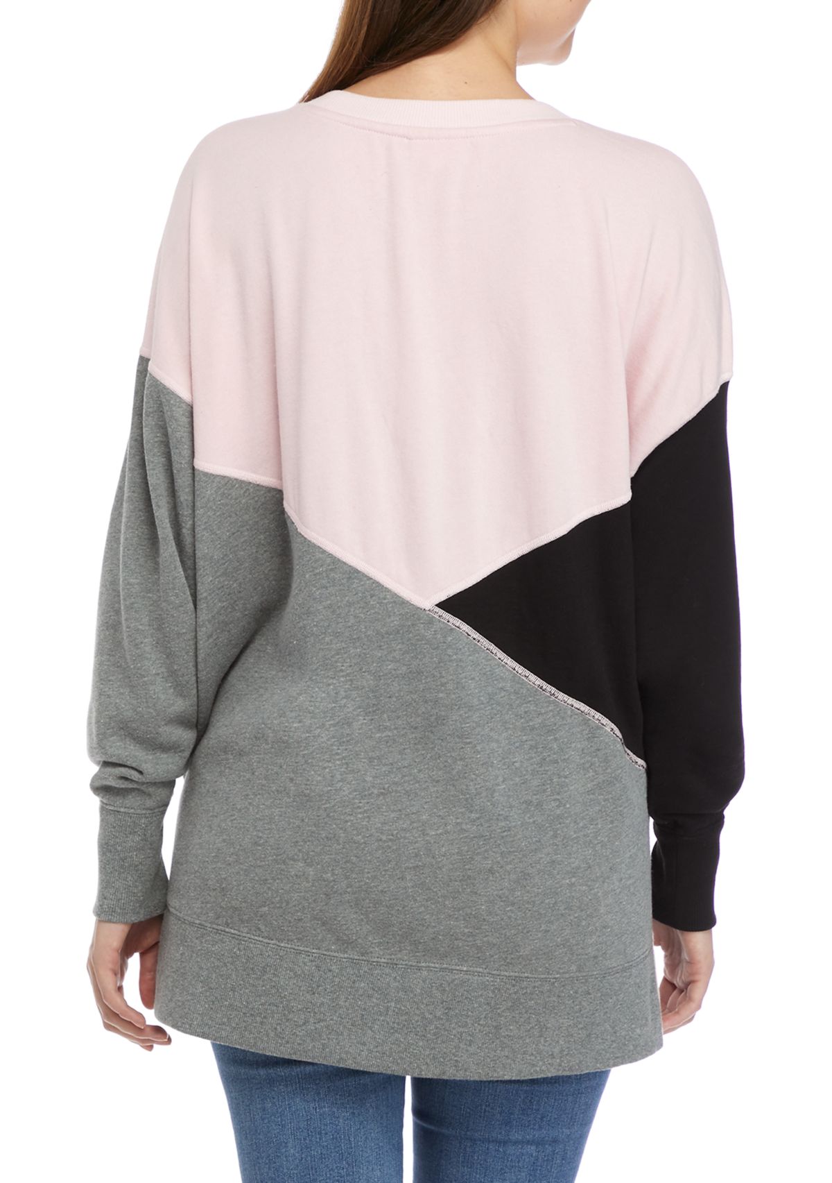 Womens Long Sleeve Color Block Sweater 