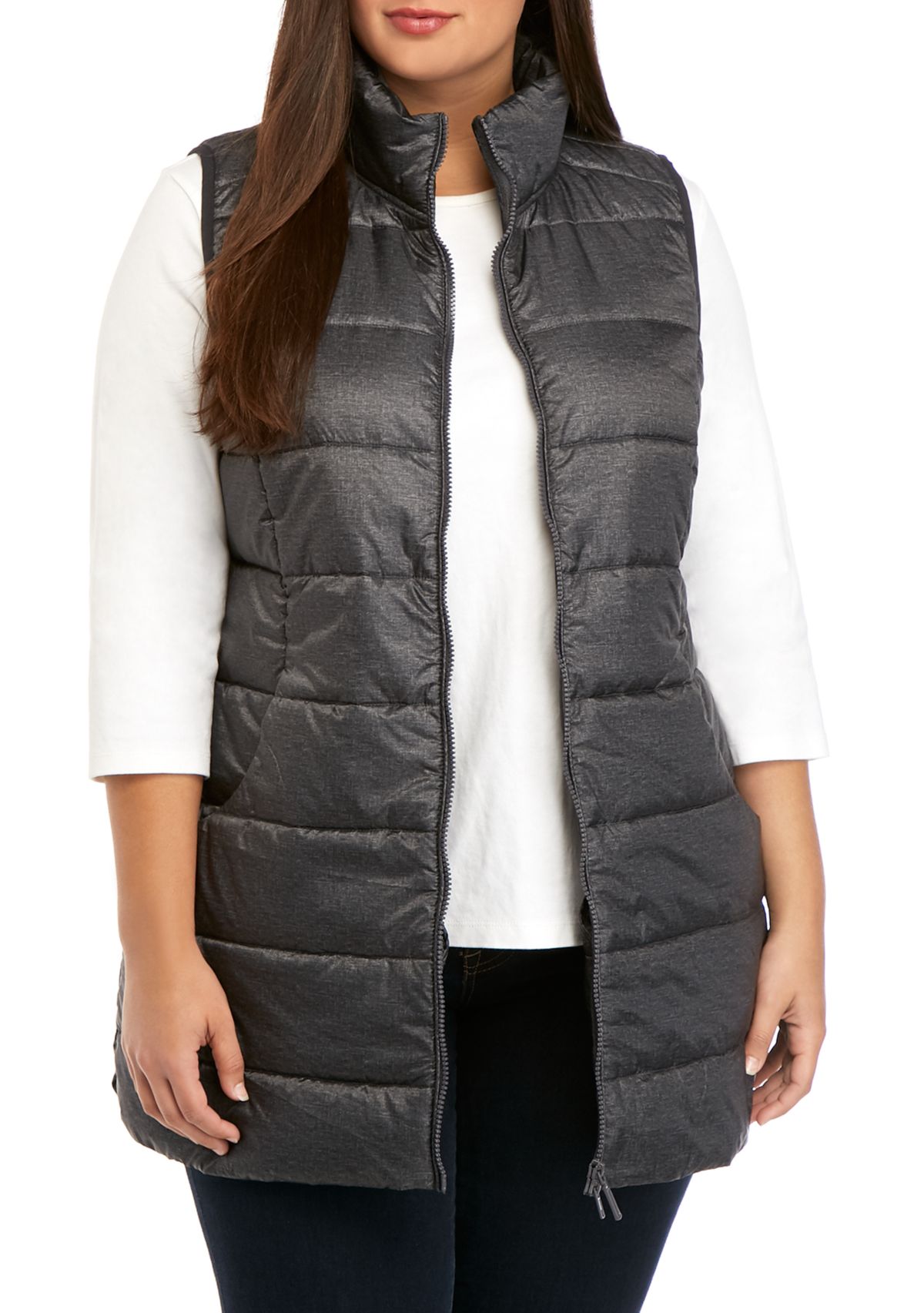 Plus Size Long Puffer Vest