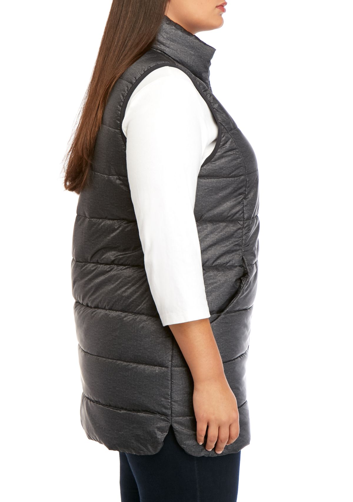 Plus Size Long Puffer Vest