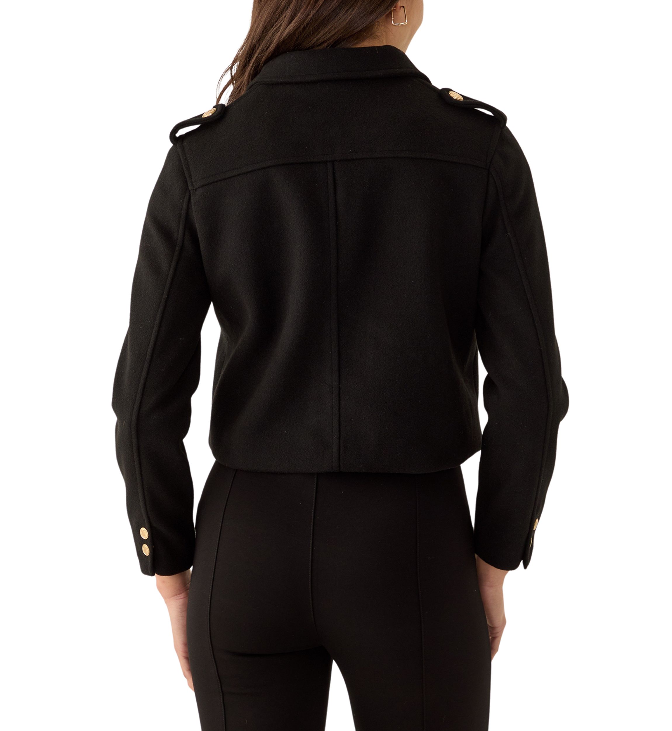 Womens Collared Cropped Button Down Jacket