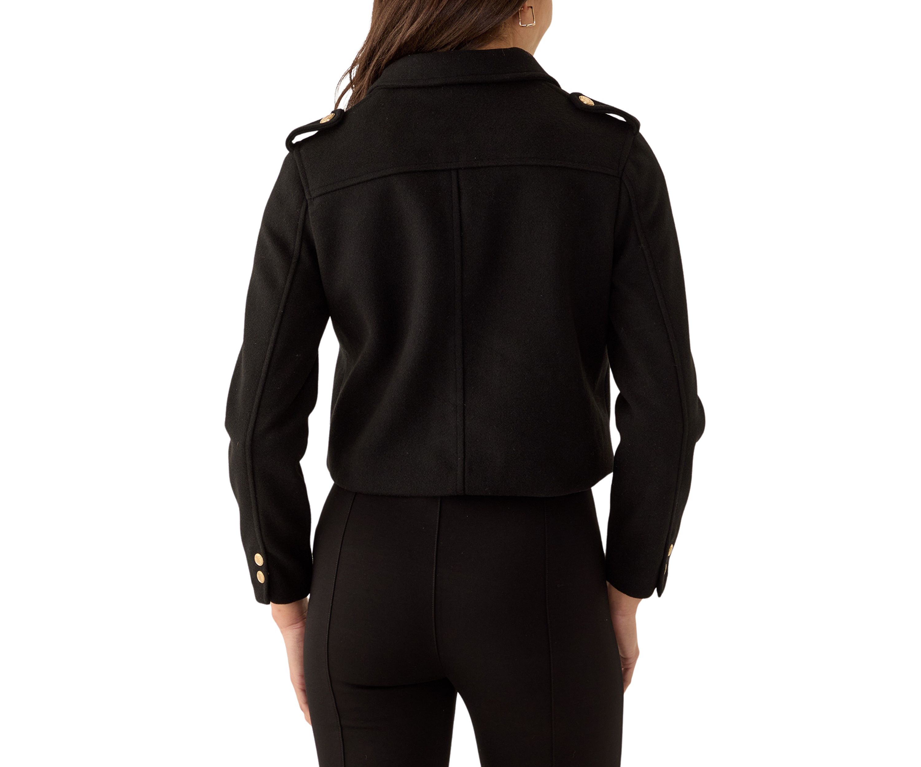 Womens Collared Cropped Button Down Jacket