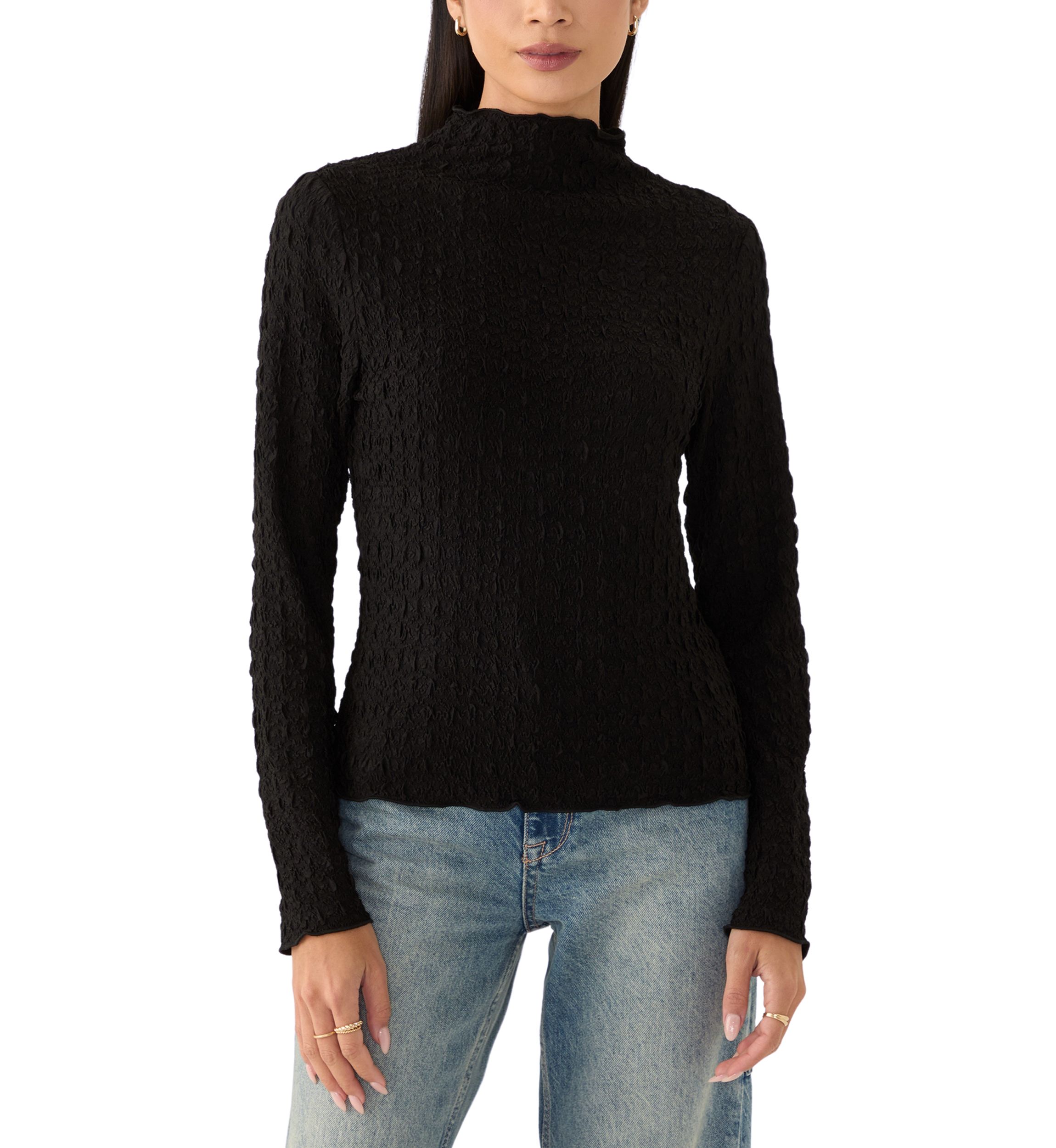 Womens Long Sleeve Mock Neck Novelty Sweater 