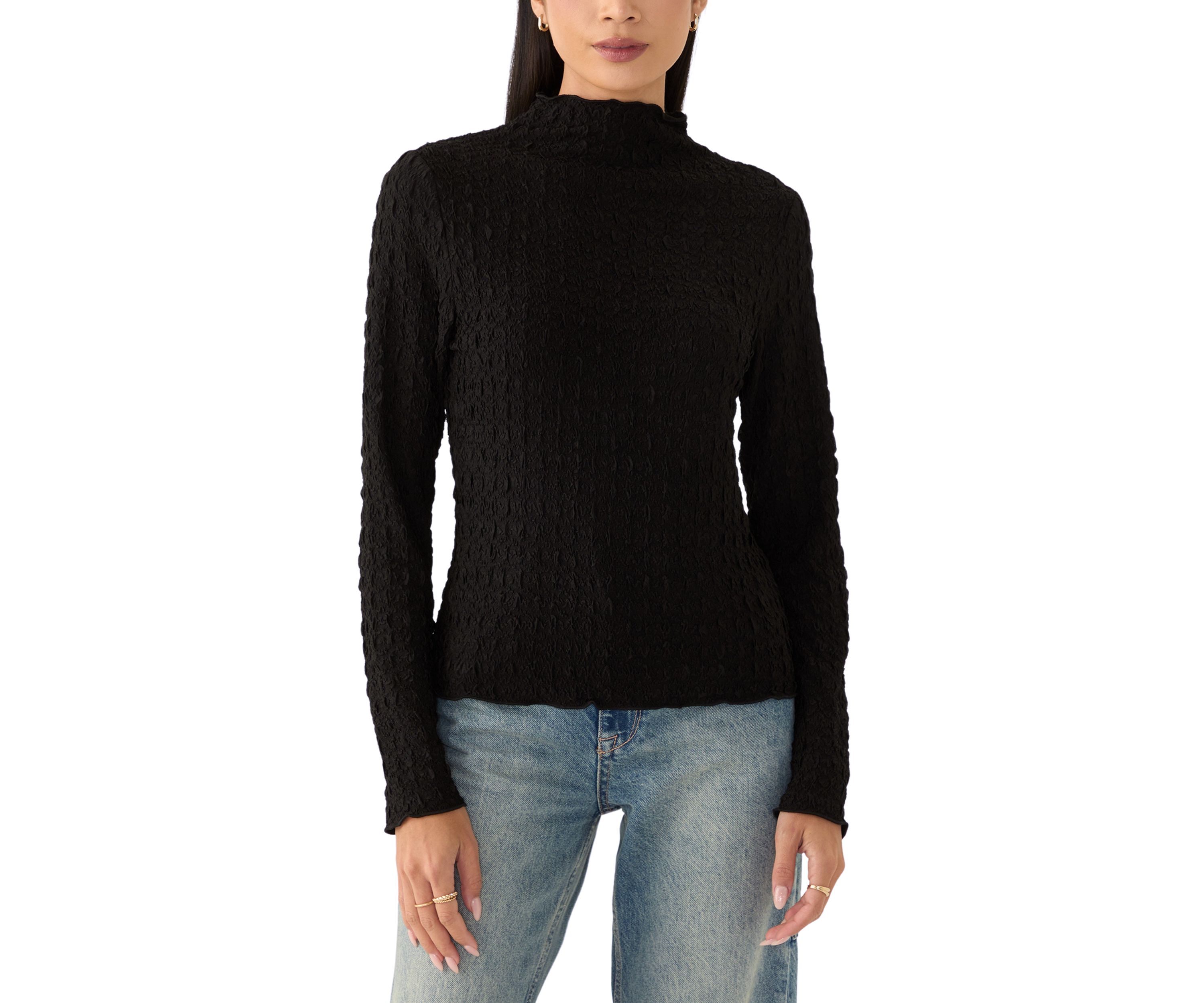 Womens Long Sleeve Mock Neck Novelty Sweater 