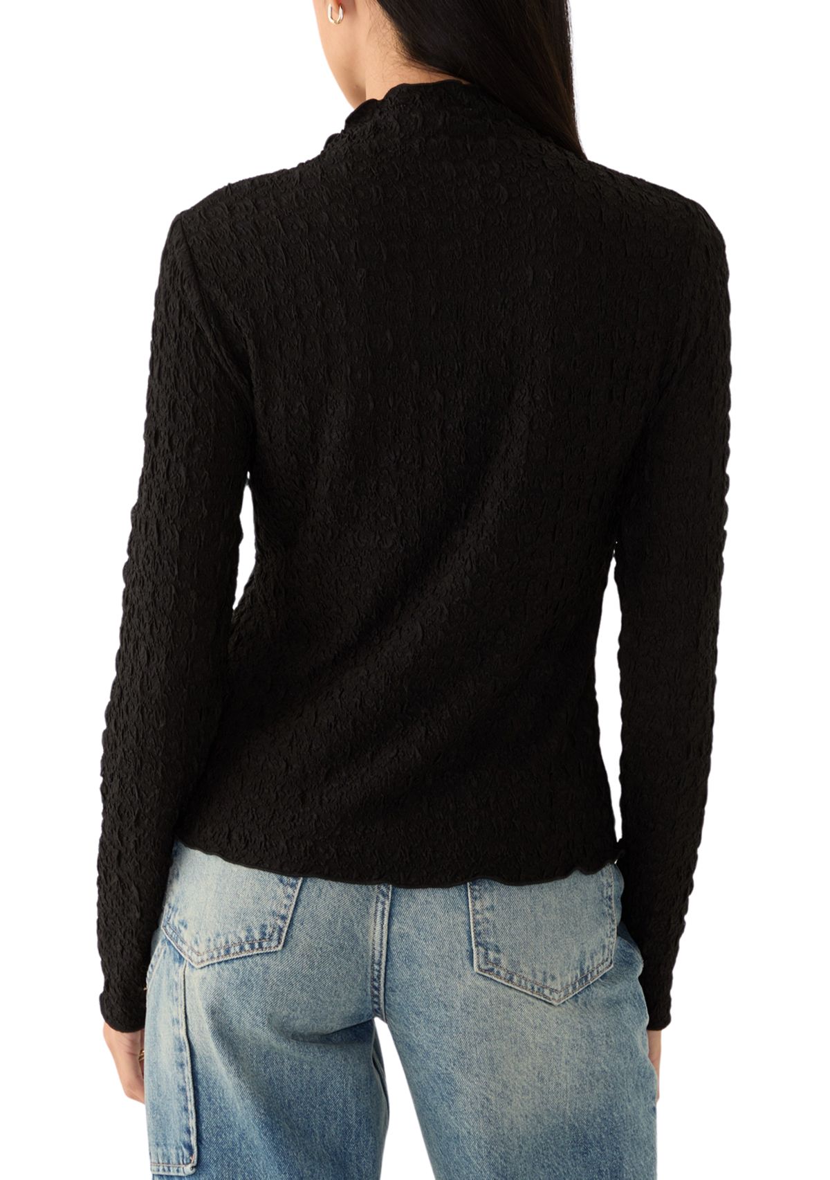 Womens Long Sleeve Mock Neck Novelty Sweater 