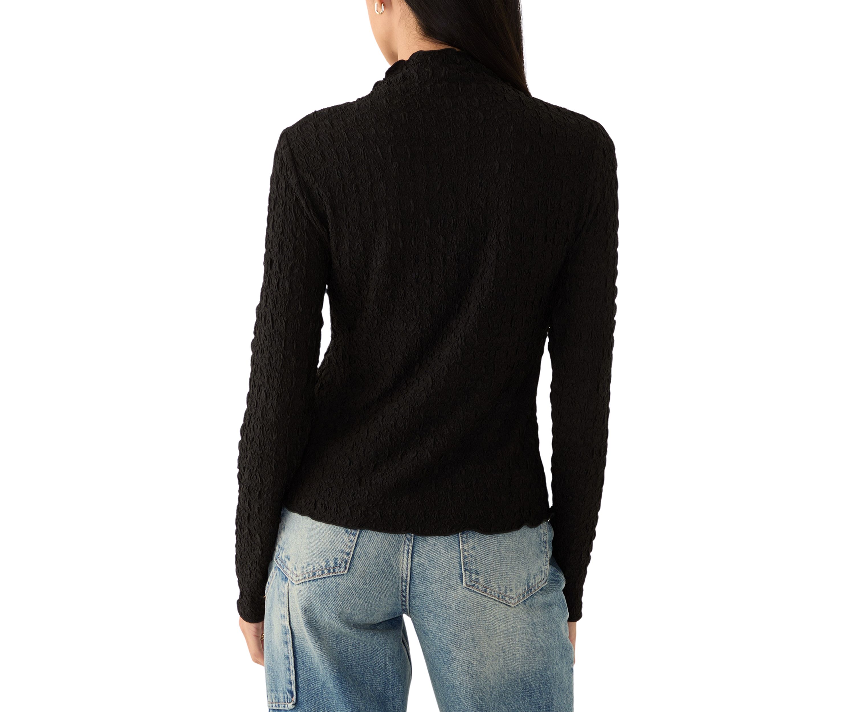 Womens Long Sleeve Mock Neck Novelty Sweater 