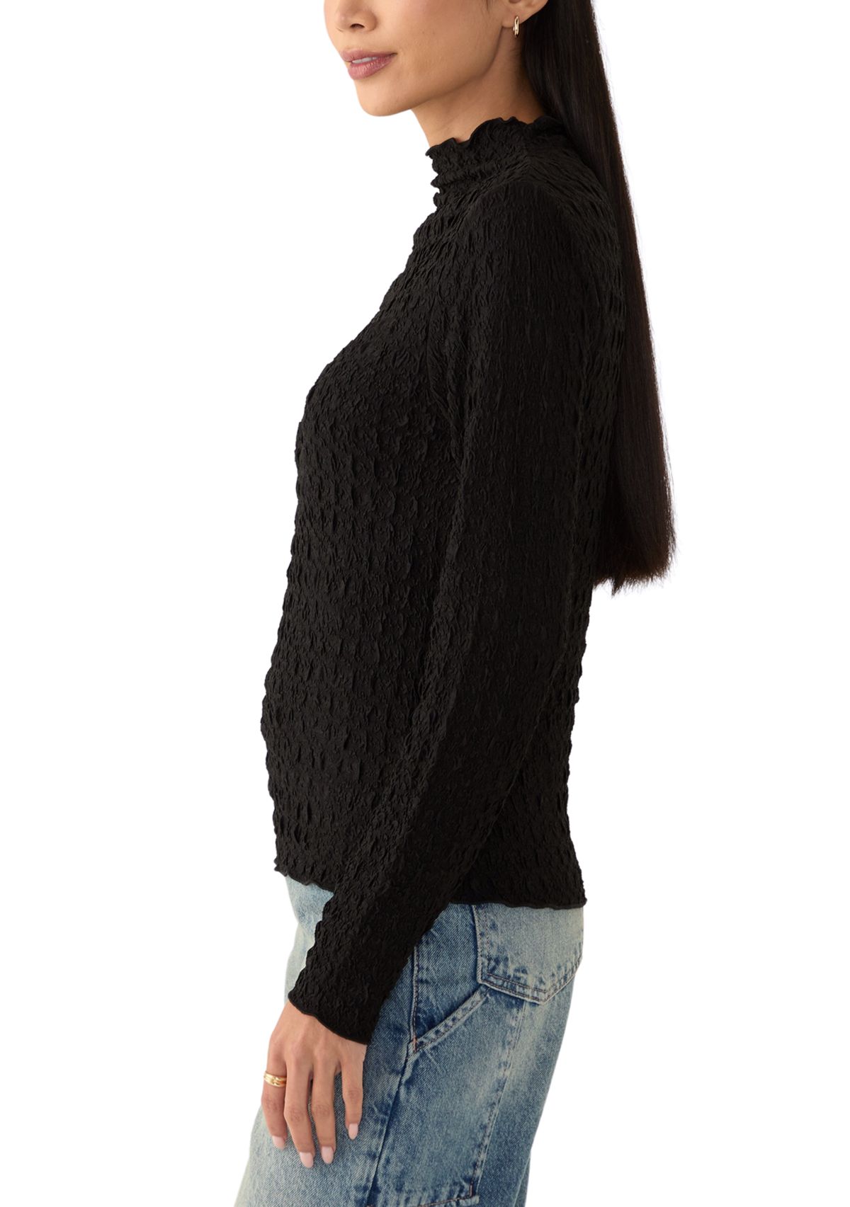 Womens Long Sleeve Mock Neck Novelty Sweater 