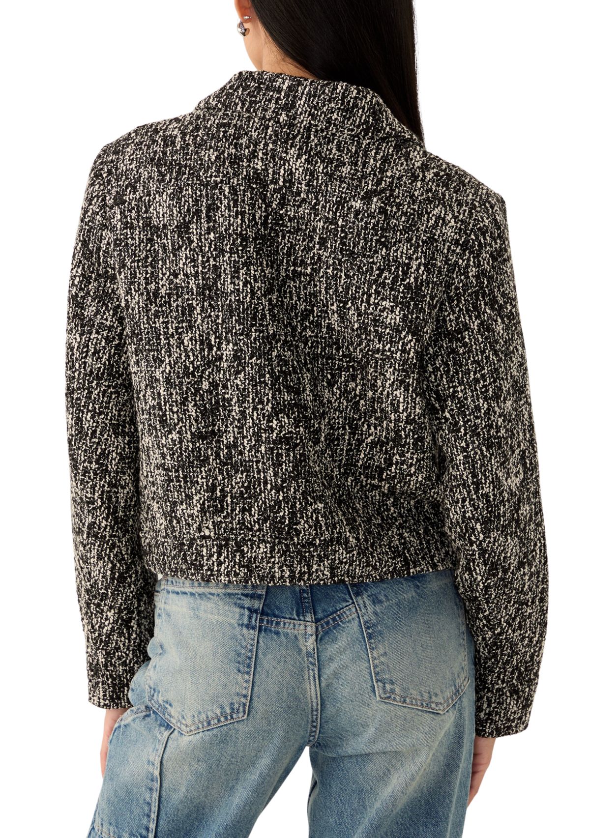 Womens Long Sleeve Tweed Collared Shirt 