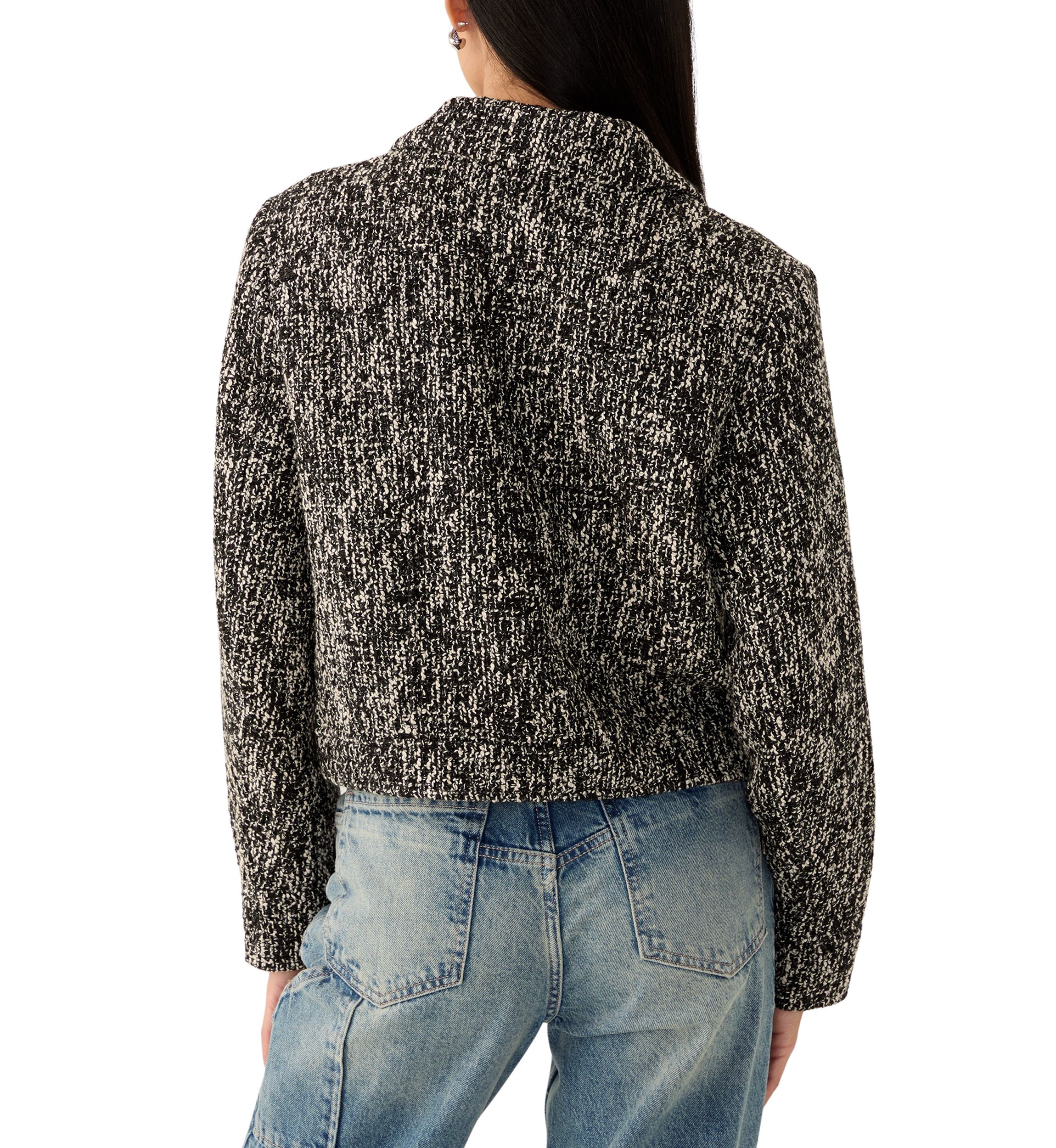 Womens Long Sleeve Tweed Collared Shirt 