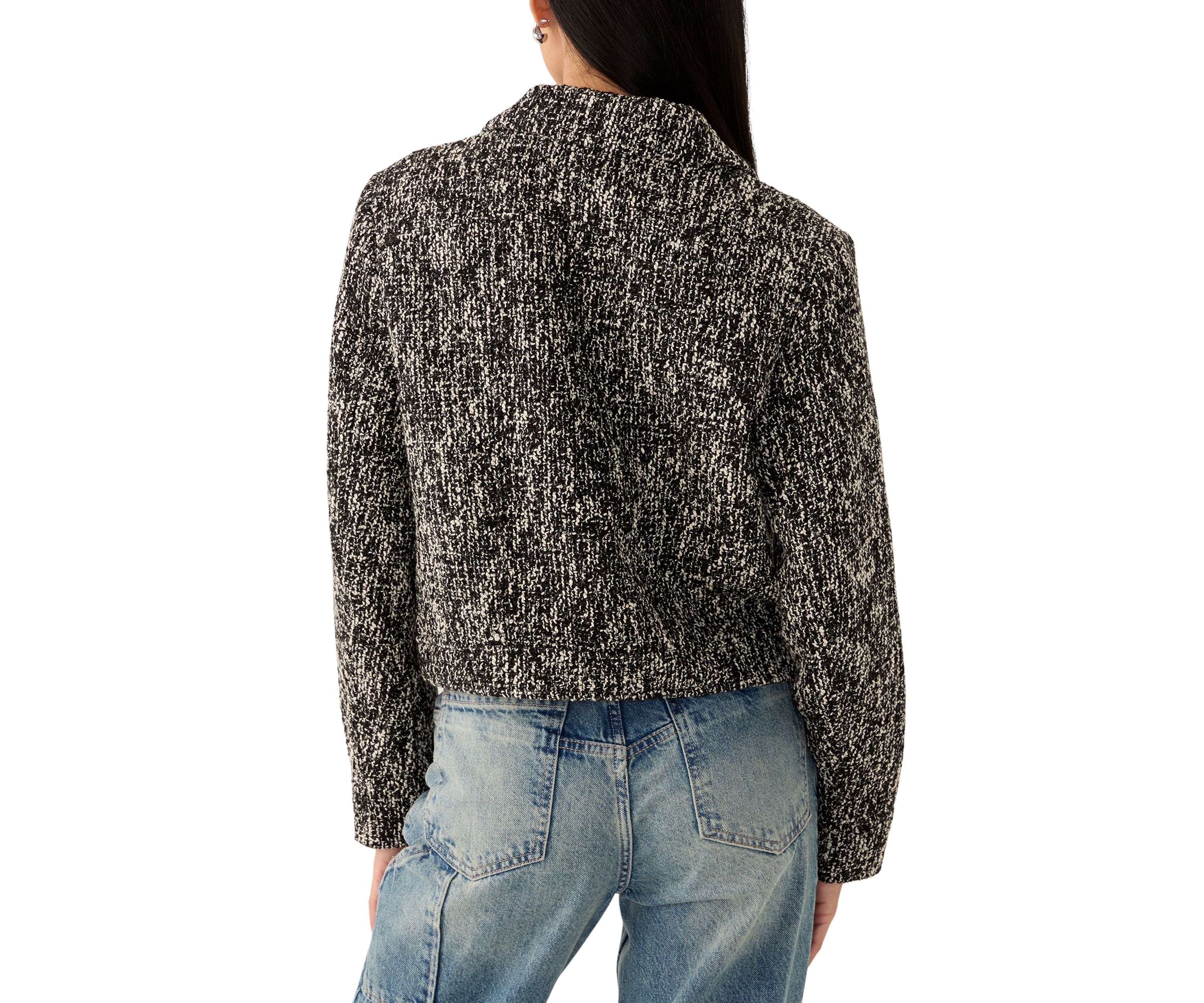 Womens Long Sleeve Tweed Collared Shirt 